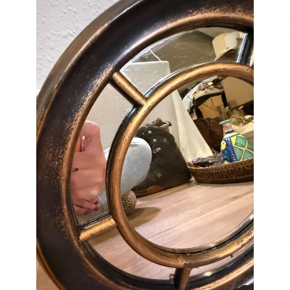 Porthole Mirror Set Gray Bronze Nautical Coastal Wall Decor Beach House Lake Art